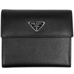 プラダ PRADA ロゴプレート 三つ折り財布 メンズ 三つ折り財布 サフィアーノレザー ネロ(ブラック) M170A レディース 中古