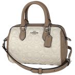 コーチ COACH ミニ ローアン クロスボディバッグ 2WAY ハンドバッグ ブロックド シグネチャー レザー ホワイト ベージュ CY744 レディース 中古