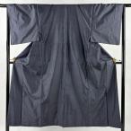  прекрасный товар мужчина кимоно длина 146.5cm длина рукава 67.5cm M. ансамбль эпонж геометрический рисунок темно синий натуральный шелк превосходящий товар б/у 