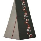 美品 半幅帯 秀品 証紙あり 博多織 番傘 灰緑 正絹 中古