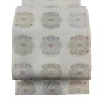 袋帯 名品 夏帯 絽 菊 金糸 唐織 ベージュ 六通 正絹 中古