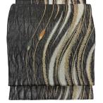 美品 袋帯 名品 夏帯 流水 草花 金糸 箔 墨色 六通 正絹 中古