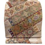  двойной пояс obi превосходящий товар . документ цветок Tang .. золотой нить гора дуть чай цвет шесть через натуральный шелк б/у 