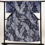 ショッピング浴衣 浴衣 身丈151cm 裄丈62cm S 絞り浴衣 草花 藍色 綿 名品 中古