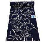 反物 優品 浴衣 花 濃紺 綿 中古