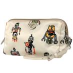 プラダ PRADA ロゴプレート ポーチ ロボット 化粧ポーチ テスートナイロン ホワイト 1NE693 レディース 中古