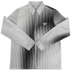 プラダ PRADA ロゴ 長袖シャツ ジッパー ストライプ柄 トップス 長袖シャツ 綿 ホワイト ブラック メンズ 中古