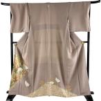  цвет tomesode длина 163cm длина рукава 69cm L. журавль . сосна золотой нить золотая краска незначительный маленький бобы натуральный шелк превосходящий товар один . б/у 