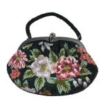  традиционная японская сумка превосходящий товар бисер сумка формальный . цветок темно-зеленый натуральный шелк аксессуары для кимоно б/у 