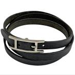  Hermes HERMESapi3 браслет 3 полосный браслет кожа серебряный черный женский б/у 