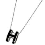 エルメス HERMES ポップアッシュ ネックレス Hロゴ ネックレス メタル シルバー ブラック レディース 中古