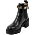 ショッピンググッチ グッチ GUCCI GGロゴ ショートブーツ カラーストーン スネーク 靴 ブーツ レザー ブラック レディース 中古