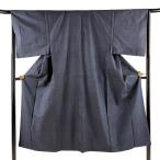  мужчина кимоно длина 142cm длина рукава 66cm M. Ooshima эпонж земля ансамбль доказательство бумага есть черепаха .. темно-синий цвет натуральный шелк превосходящий товар б/у 