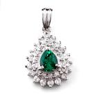 エメラルド デザインペンダントトップ プラチナ メレダイヤ ペンダントトップ Pt900 エメラルド ダイヤモンド レディース 中古