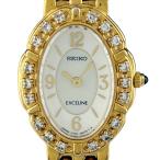 セイコー SEIKO エクセリーヌ 1F20-6D80 腕時計 SS GP ダイヤモンド クォーツ ホワイト レディース 中古