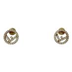 フェンディ FENDI エフイズ ラインストーン ピアス ロゴ ピアス GP ゴールド レディース 中古