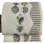 美品 名古屋帯 名品 夏帯 紅型染 四つ巴 桜 クリーム 正絹 中古