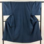  прекрасный товар мужчина кимоно длина 142.5cm длина рукава 68.5cm L. эпонж темно-синий цвет натуральный шелк превосходящий товар б/у 