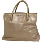 ミュウ ミュウ Miu Miu ロゴ ハンドバッグ 2WAY ショルダーバッグ ハンドバッグ レザー ベージュ RN1000 レディース 中古
