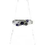 サファイア デザインリング プラチナ 指輪 メレダイヤ リング 17号 Pt900 ダイヤモンド レディース 中古