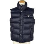 ショッピングプラダ プラダ PRADA ロゴプレート ダウンベスト 防寒 ジップアップ アウター ダウンベスト ネイビー メンズ 中古