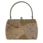  традиционная японская сумка super товар формальный ветка цветок черепаха . золотой нить . бежевый натуральный шелк аксессуары для кимоно б/у 