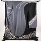 ショッピング振袖 振袖 身丈169.5cm 裄丈67.5cm L 袷 翠山工房 落款あり 辻が花 金通し 金彩 灰色 正絹 逸品 中古
