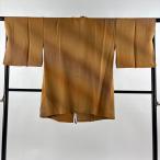 美品 道中着 身丈87cm 裄丈68cm L 和装コート 斜縞 ぼかし 茶色 正絹 秀品 中古 在庫一掃