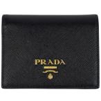 プラダ PRADA ロゴ 二つ折り 財布 札入れ 小銭入れ 二つ折り財布 レザー ブラック レディース 中古