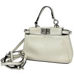 フェンディ FENDI マイクロ ピーカブー ハンドバッグ 2WAY ショルダーバッグ ショルダーバッグ レザー ホワイト 8M0355 レディース 中古