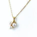 ショッピングused ミキモト MIKIMOTO パール デザインネックレス YG イエローゴールド ペンダント メレダイヤ ネックレス K18 パール ダイヤモンド レディース 中古