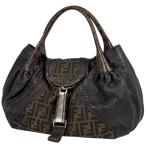 フェンディ FENDI ズッカ柄 スパイバッグ ハンドバッグ キャンバス ダークブラウン 8BR511 レディース 中古