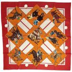 エルメス HERMES カレ90 Hermes Cup Palm Beach エルメスカップパームビーチ スカーフ シルク オレンジ レッド レディース 中古