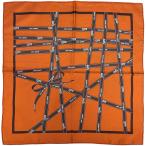 エルメス HERMES プチカレ ボルデュック柄 リボン柄 スカーフ シルク オレンジ マルチカラー レディース 中古
