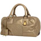 ショッピングロエベ ロエベ LOEWE アマソナ28 アナグラム ハンドバッグ レザー ゴールド レディース 中古