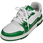 ショッピングused ルイ・ヴィトン Louis Vuitton LVトレイナー スニーカー モノグラム 靴 スニーカー レザー ホワイト グリーン メンズ 中古