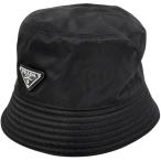 プラダ PRADA ロゴプレート バケットハット RE-NYLON 帽子 ハット ナイロン ネロ(ブラック) レディース 中古