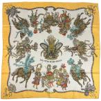  Hermes HERMES Calle 90 LES FETES DU ROI SOLEIL солнце .. праздник . шарф шелк желтый многоцветный женский б/у 