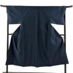  прекрасный товар мужчина кимоно длина 142.5cm длина рукава 68cm M. эпонж ансамбль темно-синий цвет натуральный шелк превосходящий товар б/у 