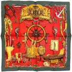  Hermes HERMES маленький Calle MUSEE музей картинная галерея шарф шелк красный зеленый многоцветный женский б/у 