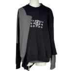  M M Schic sMM6 Logo тренировочный MM6 обратная сторона ворсистый tops хлопок полиэстер серый черный мужской б/у 