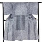 美品 男着物 身丈146cm 裄丈64.5cm M 絞り浴衣 幾何学模様 紺色 綿 名品 中古