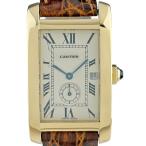 カルティエ CARTIER タンクアメリカン W2600351 腕時計 YG レザー クォーツ アイボリー系 メンズ 中古