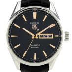 保証書 タグホイヤー TAG HEUER カレラ キャリバー5 WAR201C-1 腕時計 SS レザー 自動巻き ブラック メンズ 中古