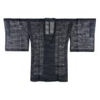 道行 身丈97cm 裄丈66cm M 和装コート 角衿 縞 青灰色 正絹 秀品 中古