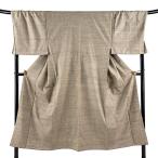 男着物 身丈148cm 裄丈74cm L 袷 紬 灰茶 正絹 秀品 中古