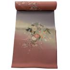 反物 秀品 付下げ 草花 ぼかし ピンク 正絹 中古