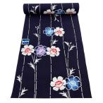 反物 優品 浴衣 草花 濃紺 綿 中古