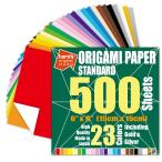 [タローズ折り紙スタジオ] 初心者にも折りやすい標準サイズ15cm、徳用500枚23色(裏面白色、金・銀入り)(日本製)