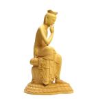ショッピング仏像 木彫仏像　広隆寺形【弥勒菩薩半跏思惟像】　桧木　総高約30cm